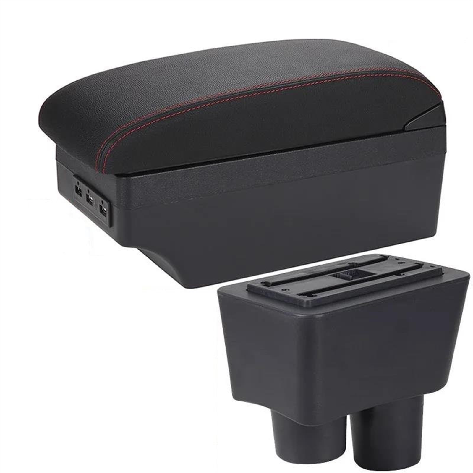 NOHEEU Rotatable Car Armrest Box Storage Accessories Interior Details Retrofit Parts For Almera For Versa(A1 Black red 7USB)