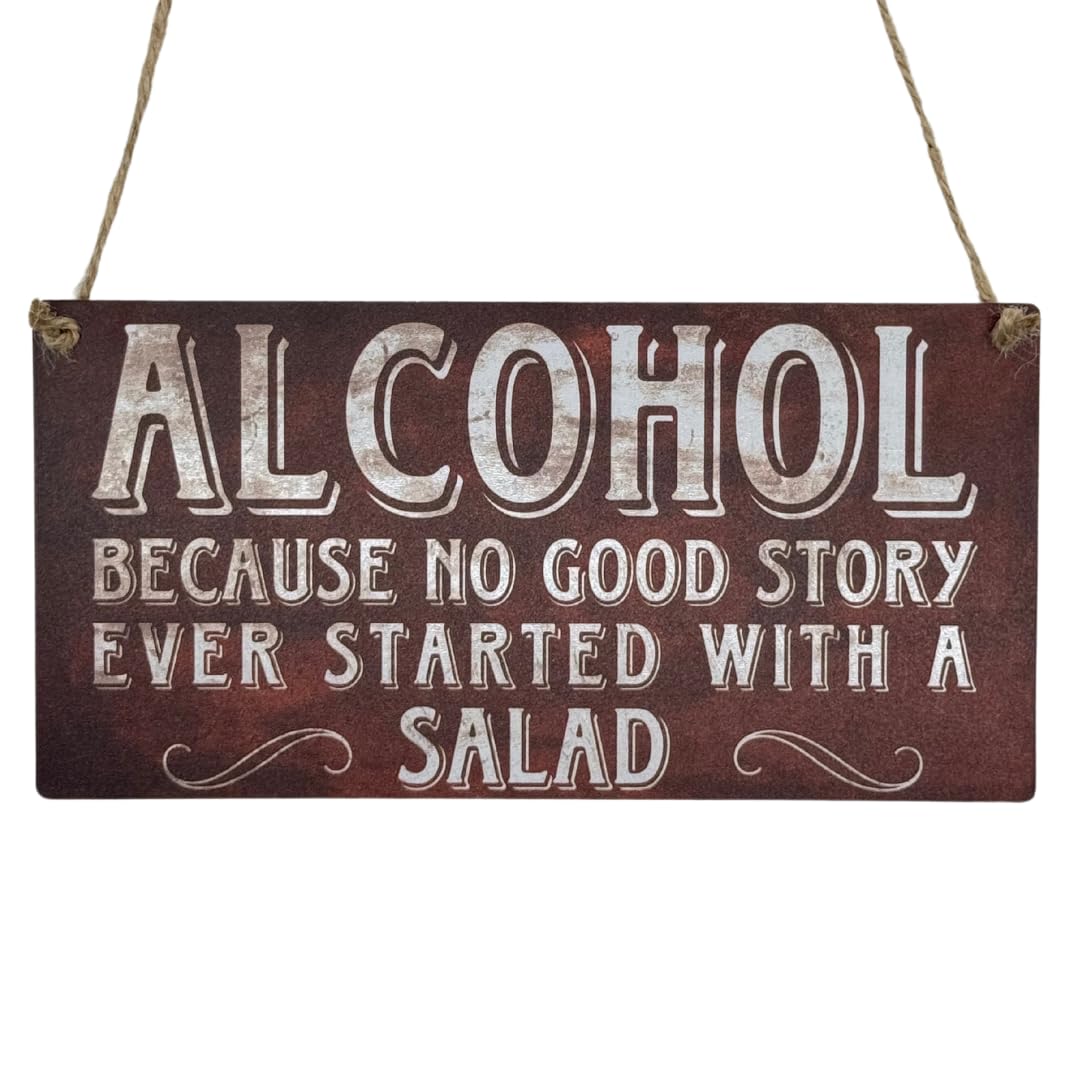 Second Ave Gift Company Second Ave Funny Alcohol Good Story Wooden Hanging Rectangle Home Bar Friend Sign Plaque