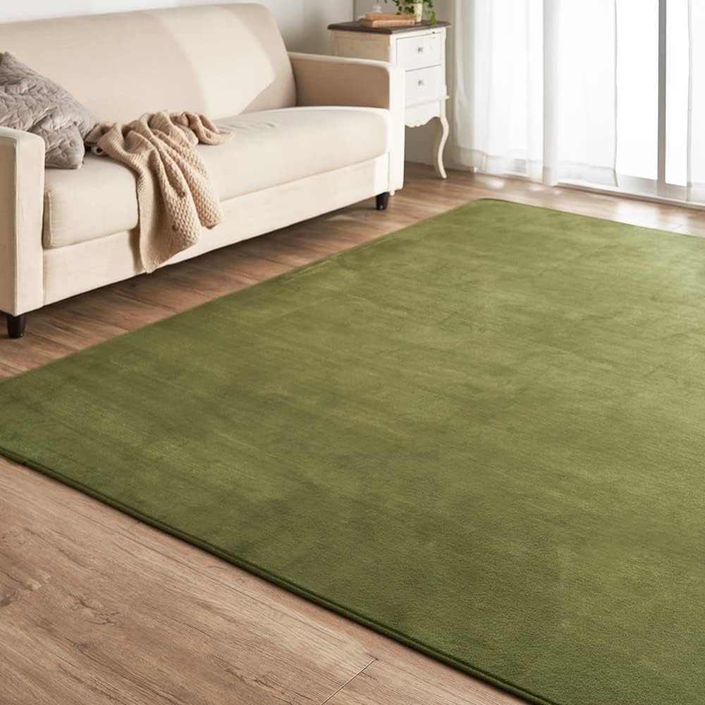 フランネルラグ　130×185　GN/ Amazon｜アイリスプラザ フランネルラグ グリーン 130×185㎝ 滑り止め