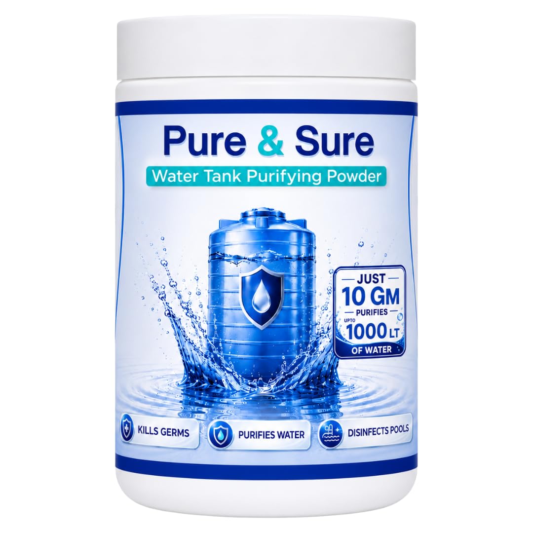 Pure & Sure Chlorine Water Tank Purifying Powder | 200gm Purifies Treats 20,000L Water | Removes Germs, Algae & Bad Odour | Fast Disinfection of Water Storage, Tanks & Pools-picture-14