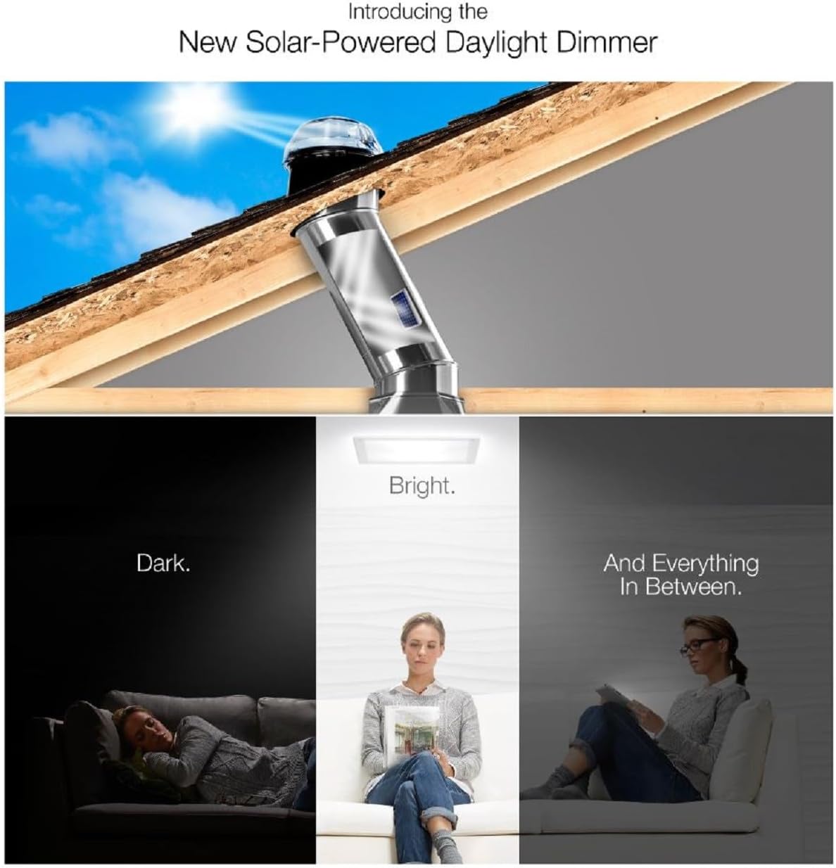 Solatube® 14-Inch Solar-Powered Daylight Dimmer – Remote Controlled Adjustable Natural Light for 290 DS & 290 ISn – Wireless Blackout Privacy (Skylight Sold Separately)