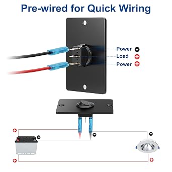 Linkstyle 2PCS Rocker 12V Switch Panel, Blue LED On Off Switch, Pre Wired SPST Toggle Switch for 12V/24V Car RV Boat Truck