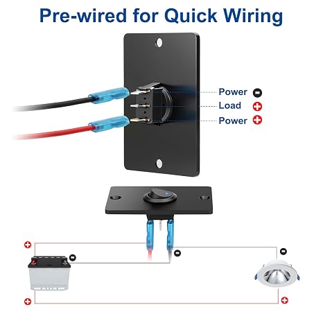 Linkstyle 2PCS Rocker 12V Switch Panel, Blue LED On Off Switch, Pre Wired SPST Toggle Switch for 12V/24V Car RV Boat Truck
