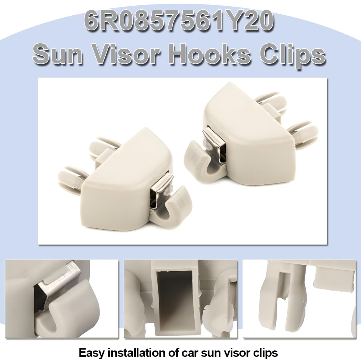 ZAMDOE 4F0857561 Clip Per Visiera Parasole Automatica per Audi A6 C6 S6 A7 C7 A8 S8 RS6 RS6 per Volkswagen Passat per Seat Leon 6R0857561Y20 gancio di fissaggio per aletta parasole