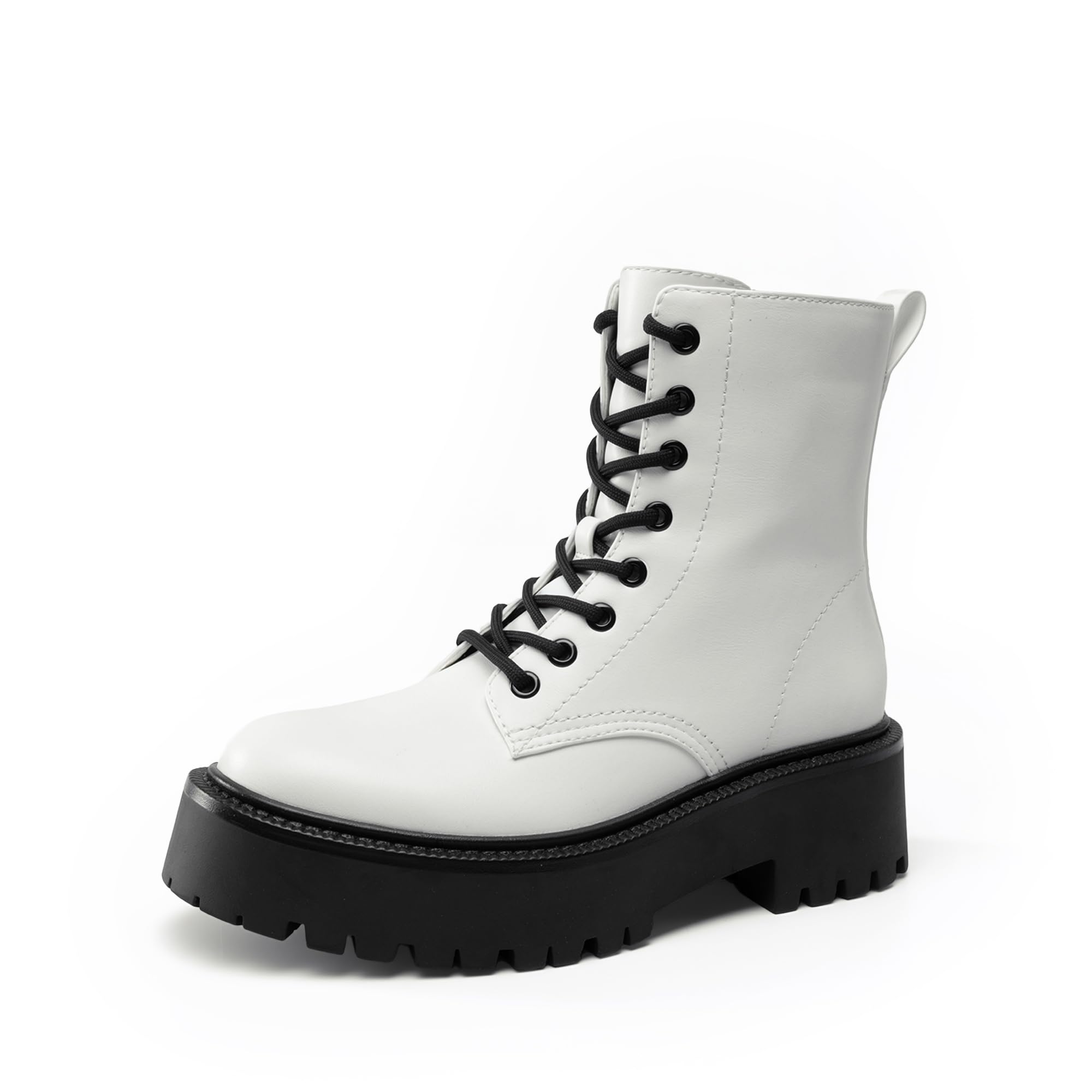 DREAM PAIRS Womens Platform Combat Ankle Boots Fashion Lace-up Short Booties with Lug Sole and Side Zipper