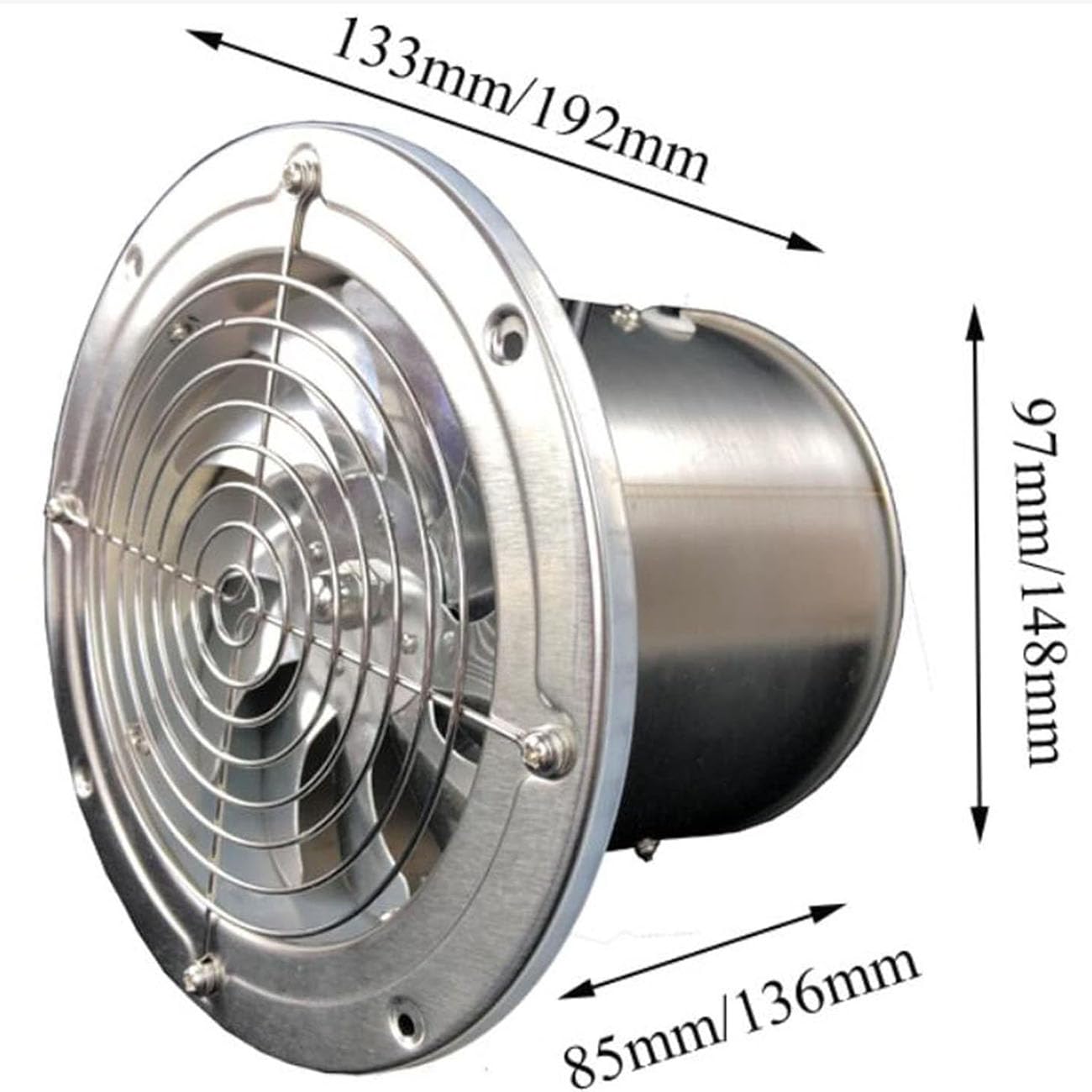ICEMOB Extractor Cocina 2800 RPM,Ventilador Extractor De Aire Acero Inoxidable,Extractor Baño Silencioso,Ventilador Extractor para Aseo, Salón,Oficinas,150MM