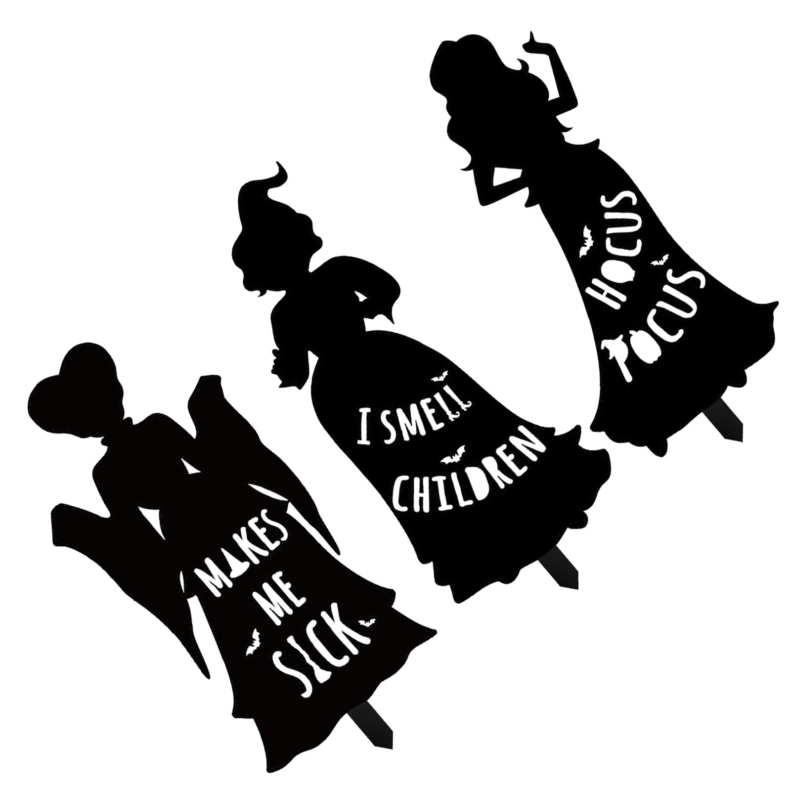 Halloween Witch Insertion Yard Sign Halloween Black Witch Garden Decoration Outdoor Sign with Stake Black Witches Decors