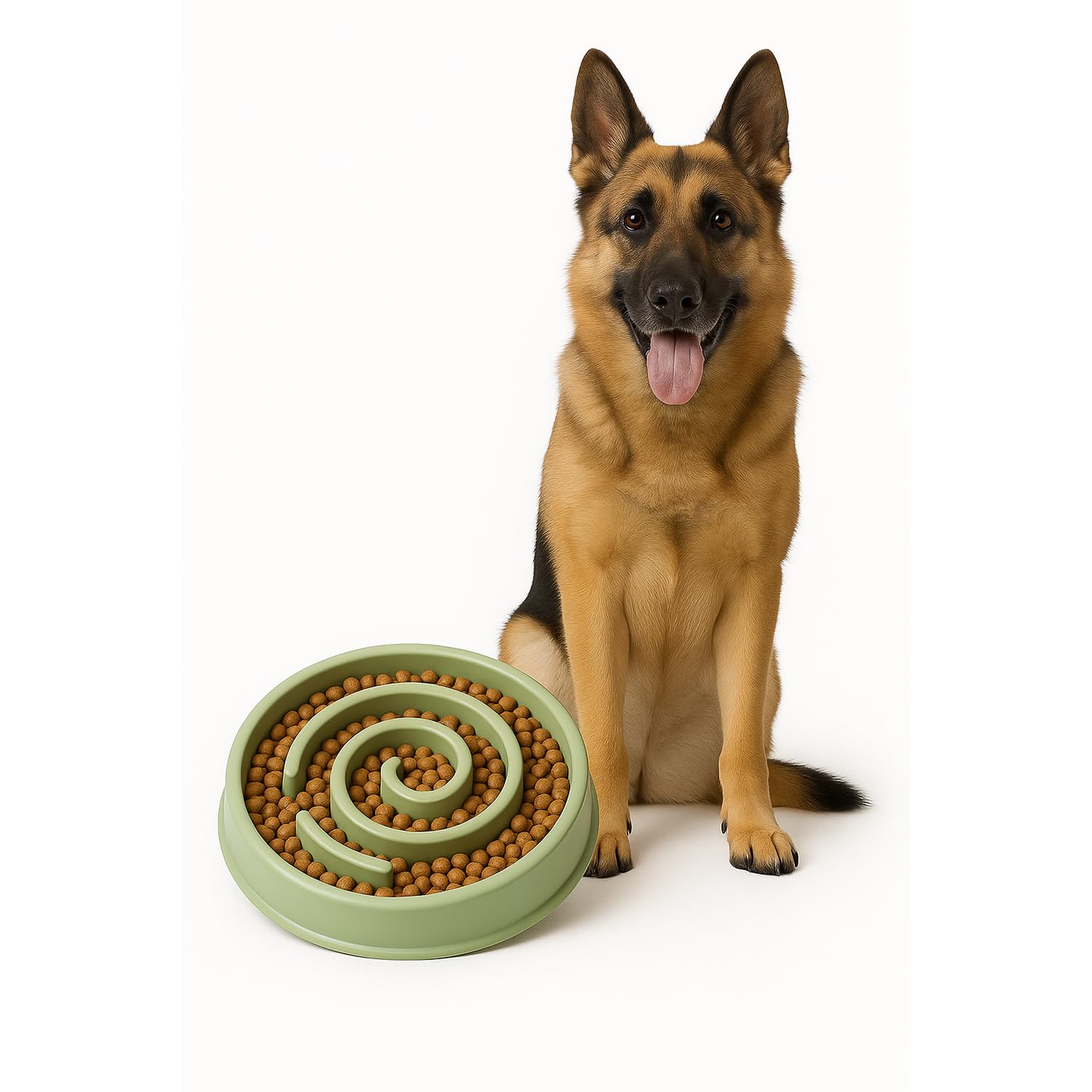 Petbabas Slow Feeder Bowl | Round Maze Food Bowl for Dogs and Cats | Anti Choking Puzzle Bowl | Anti Slip Interactive Feeding Dish | Durable & Easy to Clean | Anti Bloat and Aids Digestion (Green)-image-49