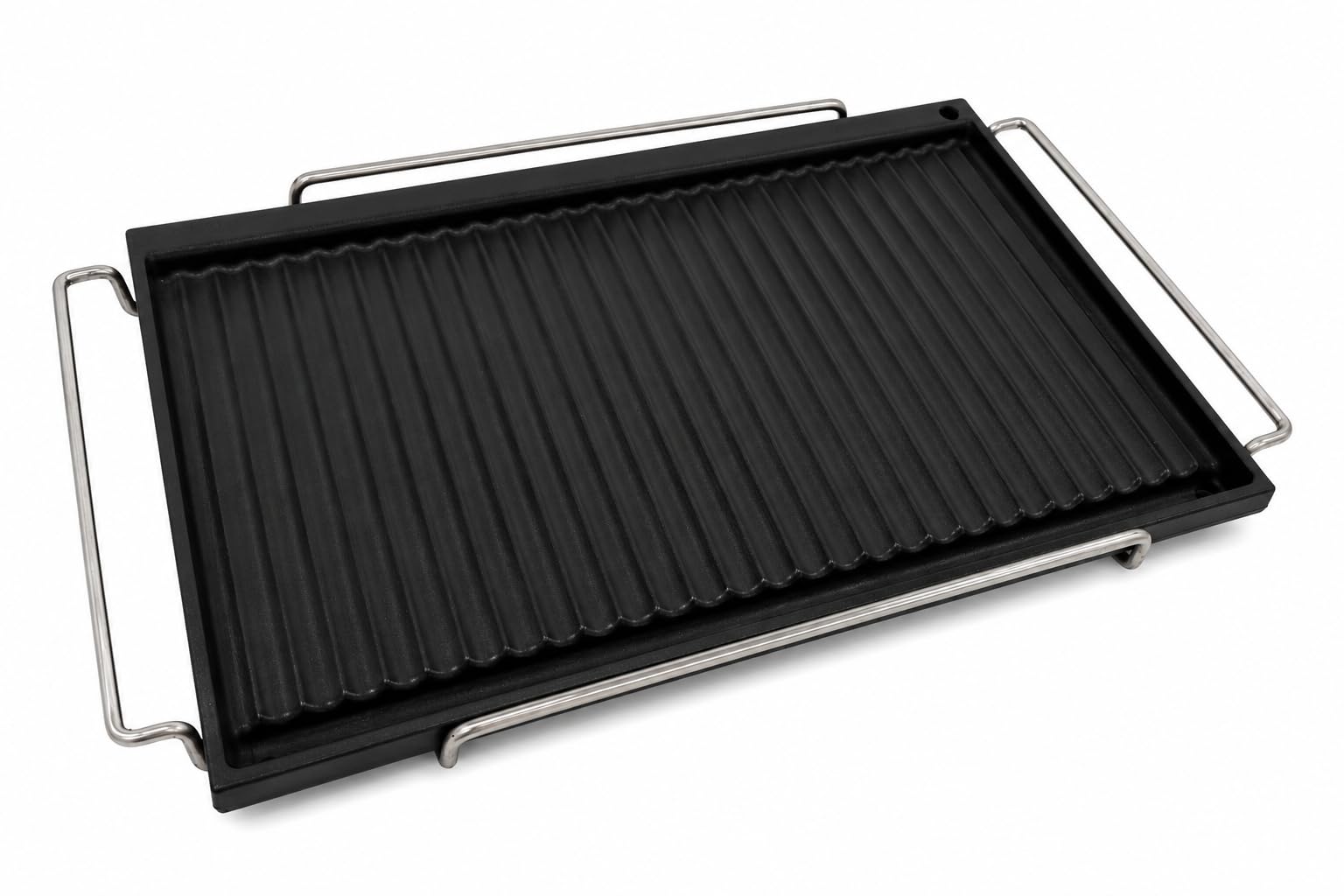 Fonderia Bongiovanni Piastra Barbecue in Ghisa Smaltata 59,5x38 cm, Bistecchiera Rettangolare, Griglia BBQ in Ghisa per Carne, Hamburger, Bistecche, Verdure, Cucina, Camino e Barbecue, Telaio 67x40 cm