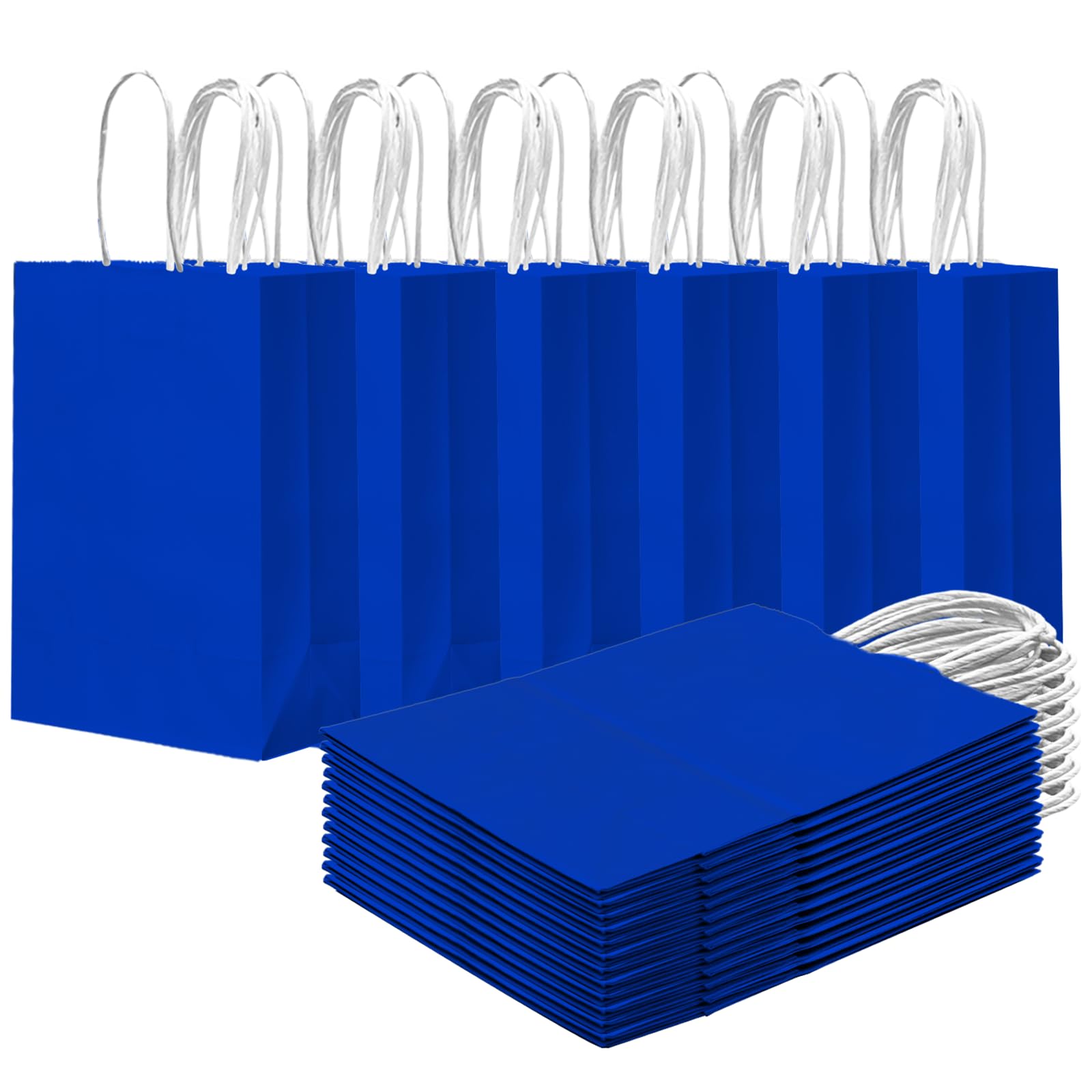Gcardist 24PCS Small Gift Bag with Handles Bulk 8.3"x6"x3" Gift Bags Diamond Blue Bags Multiple Uses (15x8x21cm,Small Size)