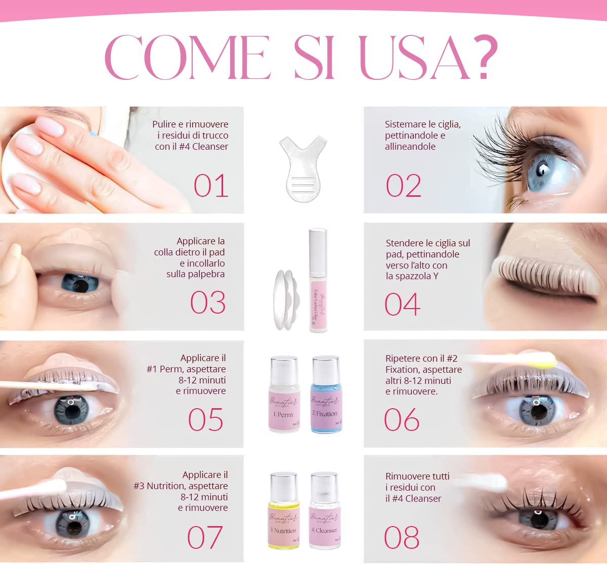 Kit Laminazione Ciglia e Sopracciglia Fai da Te Completo Con Accessori Naturale Vegano Professionale Permanente Ideale Per Salone
