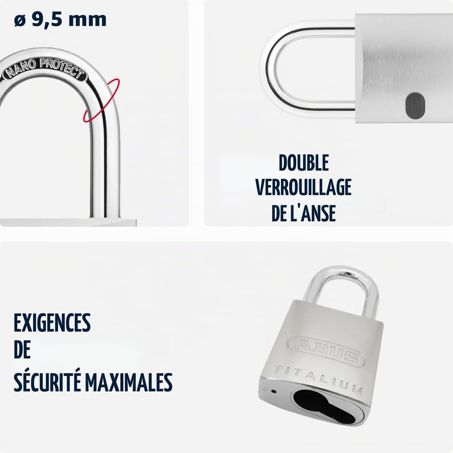 Abus 58500 Cadenas 55 mm Argent
