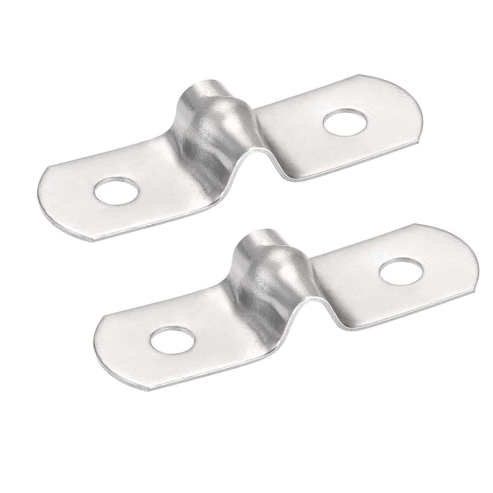 TA-VIGOR 25Pcs Rigid Pipe Strap 5mm(0.2") 2 Holes Tube Straps 201 Stainless Steel U Bracket Tension Tube Clip Clamp for Pipe Fixing
