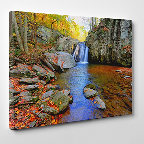 Cuadro sobre lienzo – montado – Listo para colgar – Arroyo de montaña – Rutas de senderismo – Otoño- 50 x 70 cm – sin marco – (cod.362)