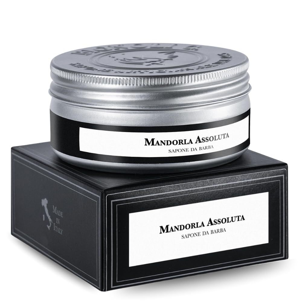 Bignoli Sapone da Barba Artigianale – Sapone da Barba con Schiuma Ricca per Rasatura Tradizionale (175 gr, Mandorla Assoluta)