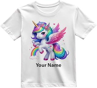 COTTONTEE Unicorn T-Shirt Personalized, Customized Printed | White Color | Half Sleeve | Polyster T-Shirts for Kids, Boys,... Price In India