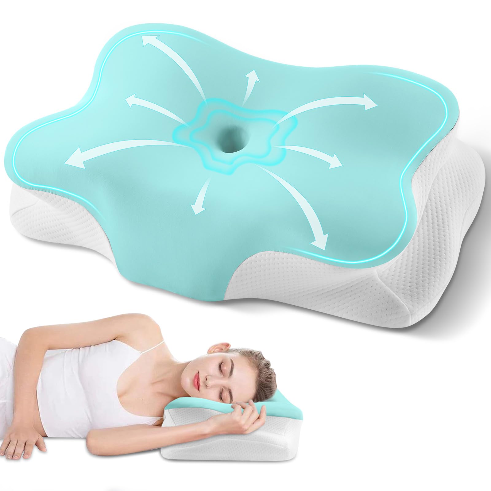 Cervical Neck Pillow Ergonomic Side Sleeper Pillow for Neck Support Cooling Memory Foam Pillows for Sleeping Contour Orthopedic