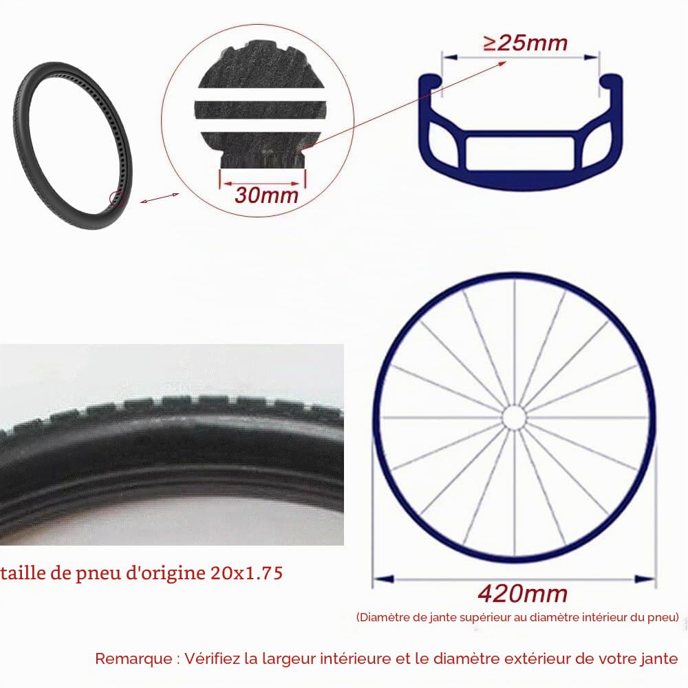 20x1.75 vélo nid d'abeille Solide Pneu pour vélo électrique AIRLESS Solide Pneu 20 Pouces Tubeless Amortisseur de Chocs antidéflagrant
