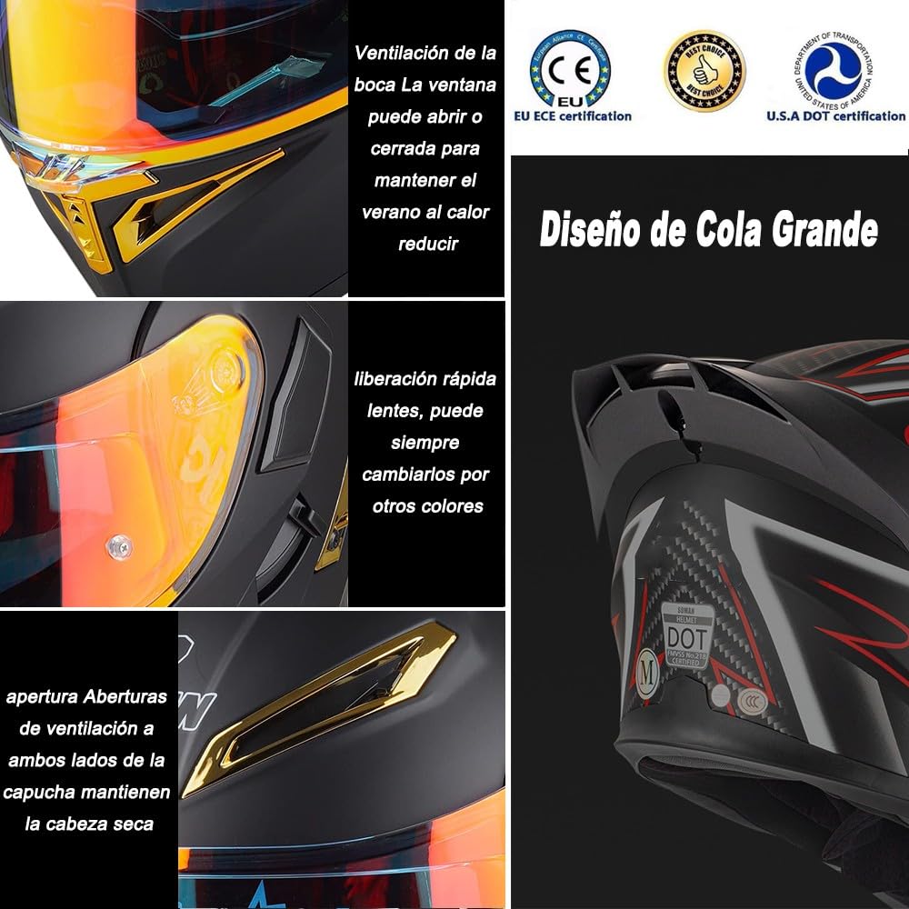 Bluetooth Cascos Modulares de Moto, Casco Abatible ECE Homologado, Casco Modular Integrado con Visera Solar Doble Antivaho y Forro Extraíble,Casco Cola Grande para Hombres Mujeres
