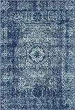 Unique Loom Tradition Collection Classic Southwestern Distressed Casual Design Area Rug, 4 ft x 6 ft, Navy Blue/Turquoise