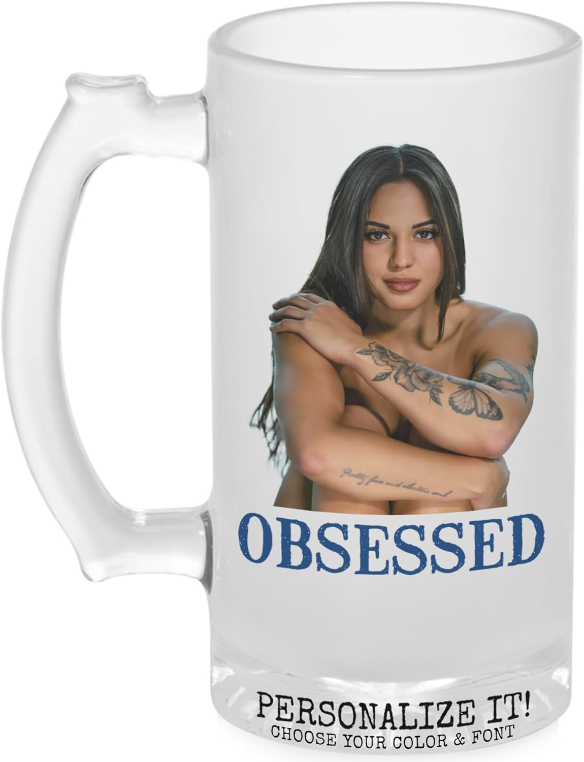 Personalized Photo Frosted Beer Mug Stein 16oz – Custom Gifts for Boyfriend Husband, Year Anniversary Birthday, Best Gift Ideas for Him Men, Father's Day, Unique Valentines Day, Customized Picture DYE