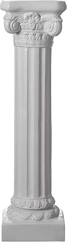 Uniquewise Jarrón de pedestal iónico decorativo de fibra de vidrio de fibra de vidrio blanco con columna de estilo romano para boda, sala de estar o
