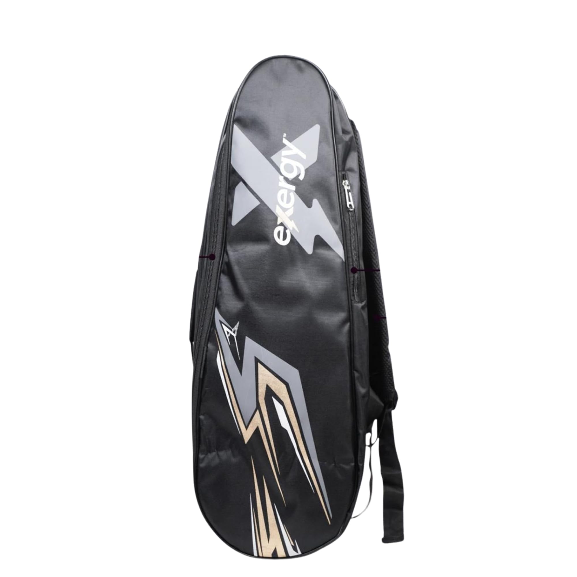 Exergy Badminton Kit Bag, 4 Compartments, Double Zipper Closure, Front Zipper Pocket, Black-image-27