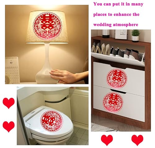 20 Pcs Chinese Traditional Wedding Festival Decoration Red Hi Words Paste, Windows Stickers Door Paste New House Layout Wedding Decoration Style 4 #TOP3