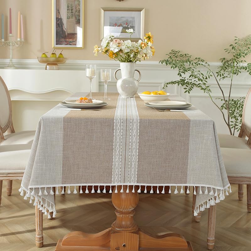 Nappe en lin coton style minimaliste marron de qualit&eacute; sup&eacute;rieure
