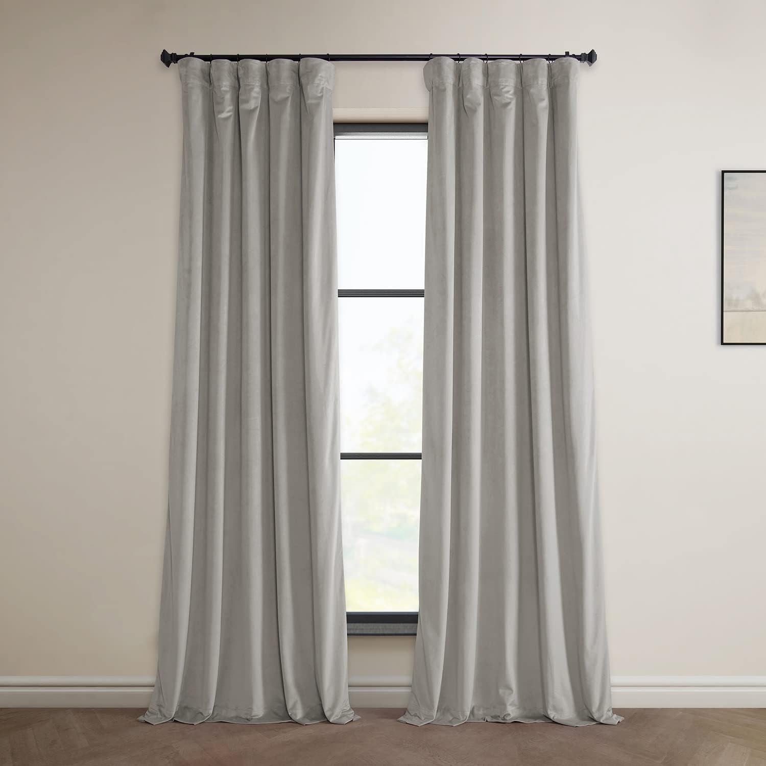 HPD Half Price Drapes Heritage Plush Velvet Curtains 84 Inches Long Room Darkening Curtains for Bedroom & Living Room 50W x 84L, (1 Panel), City Grey City Grey 50"W x 84"L (Pack of 1)