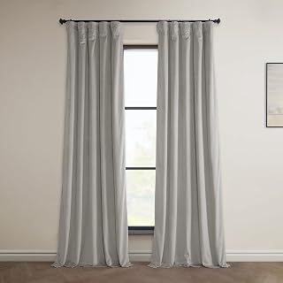 Plush Velvet Curtains for Living Room (1 Panel) - 50W x 96L, City Grey