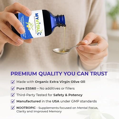 Miniatura 2 de MyVitalC Aceite de oliva virgen extra orgánico Suplemento antioxidante puro ESS60 para antienvejecimiento, oxidación, longevidad, sueño, más