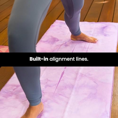 Miniatura 6 de Toalla de yoga de goteo Toalla antideslizante para esterilla de yoga caliente con bolsillos en las esquinas, agarre antideslizante y líneas de