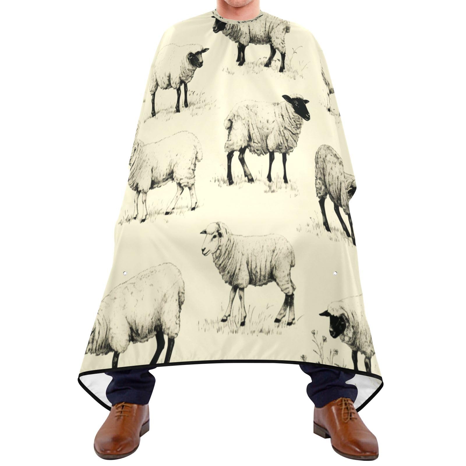 Kigai Cute Sheep Hair Cutting Cape for Men & Women Waterproof Barber Cape Professional Hairdressing Salon Styling Apron with Adjustable Closure Snap