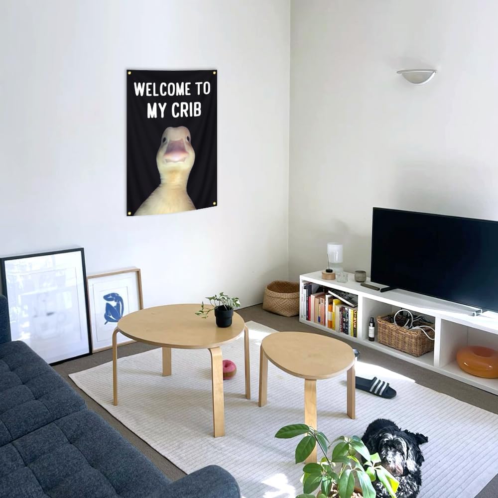 Welcome To My Crib Flag 2X3FT Funny Duck Flags,Bring Some Joy To Your Life,Fade Resistant HD Printed Banner for College Dorm, Man Cave, Bedroom Wall Decor. - Image 6