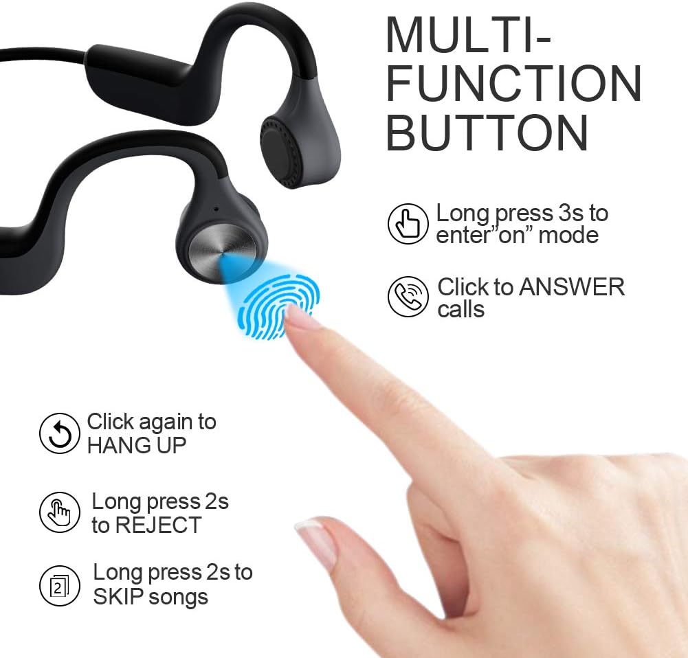 AKASO Bone Conduction Headphones Open Ear with Microphone Wireless Bluetooth 5.0 Sports Headsets for Jogging Running Sports and Fitness