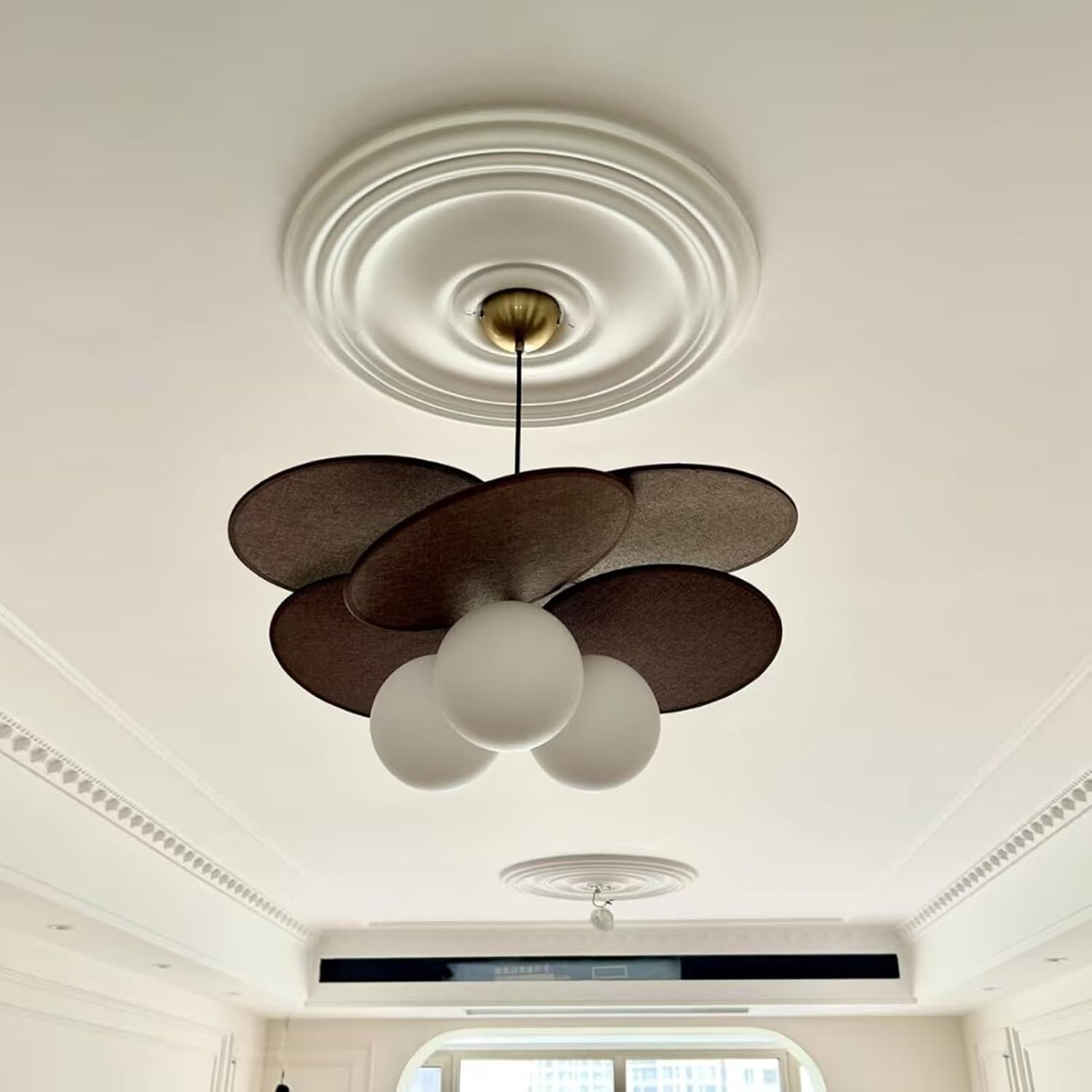 21 30 in White PU Ceiling Medallion, Lightweight Smooth Light Fixtures Ceiling Rose, Large Chandeliers Decorative Medallion, Home Decor(White-A 53.5cm(21"))
