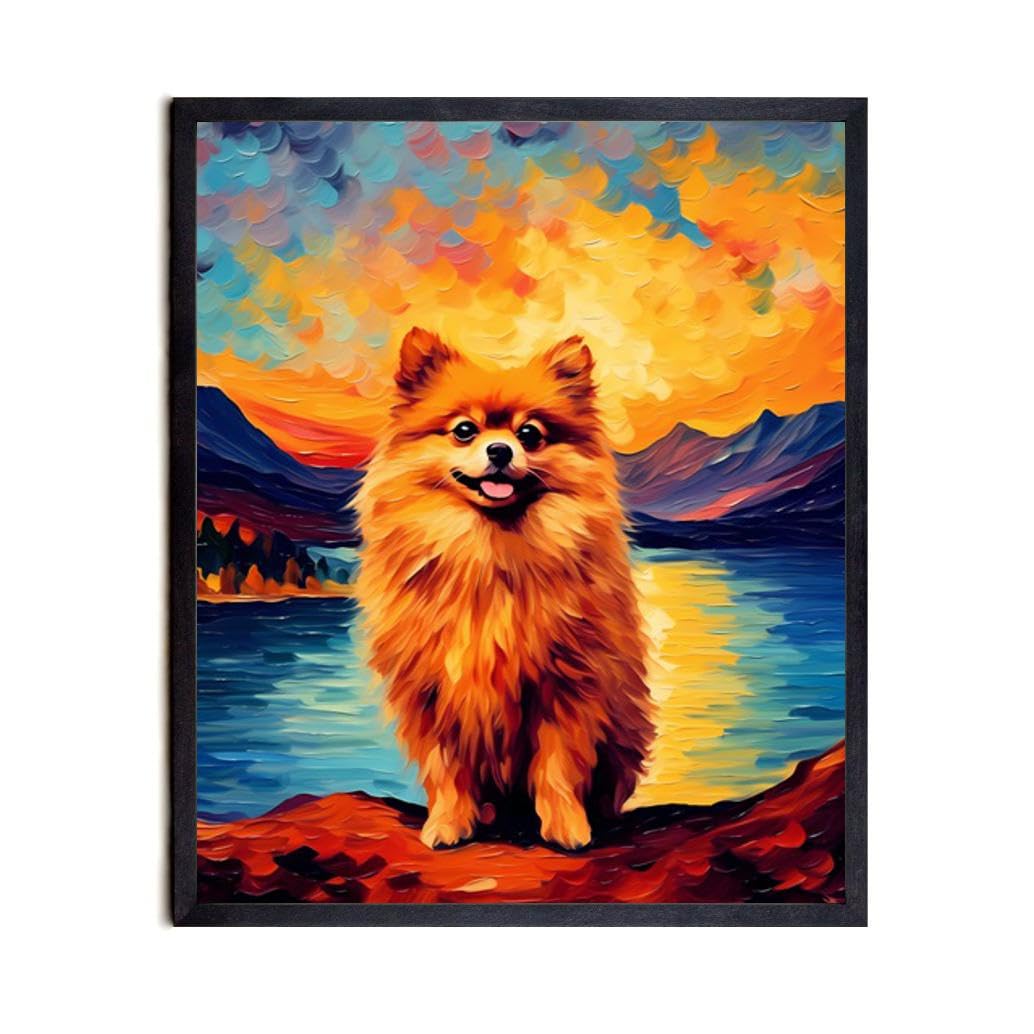 Bestbuddy Pet 11X14 Unframed Starry Night Van Gogh Inspired Pomeranian Dog Pet Family Friend Peace Oil Painting Art Print Poster Wall Decor AP148