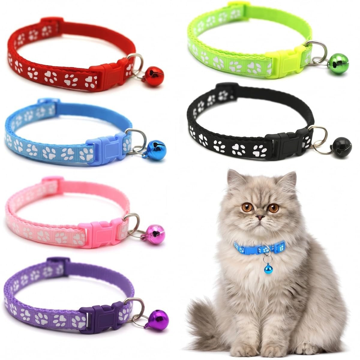6 PCS Cat Collar with Bell