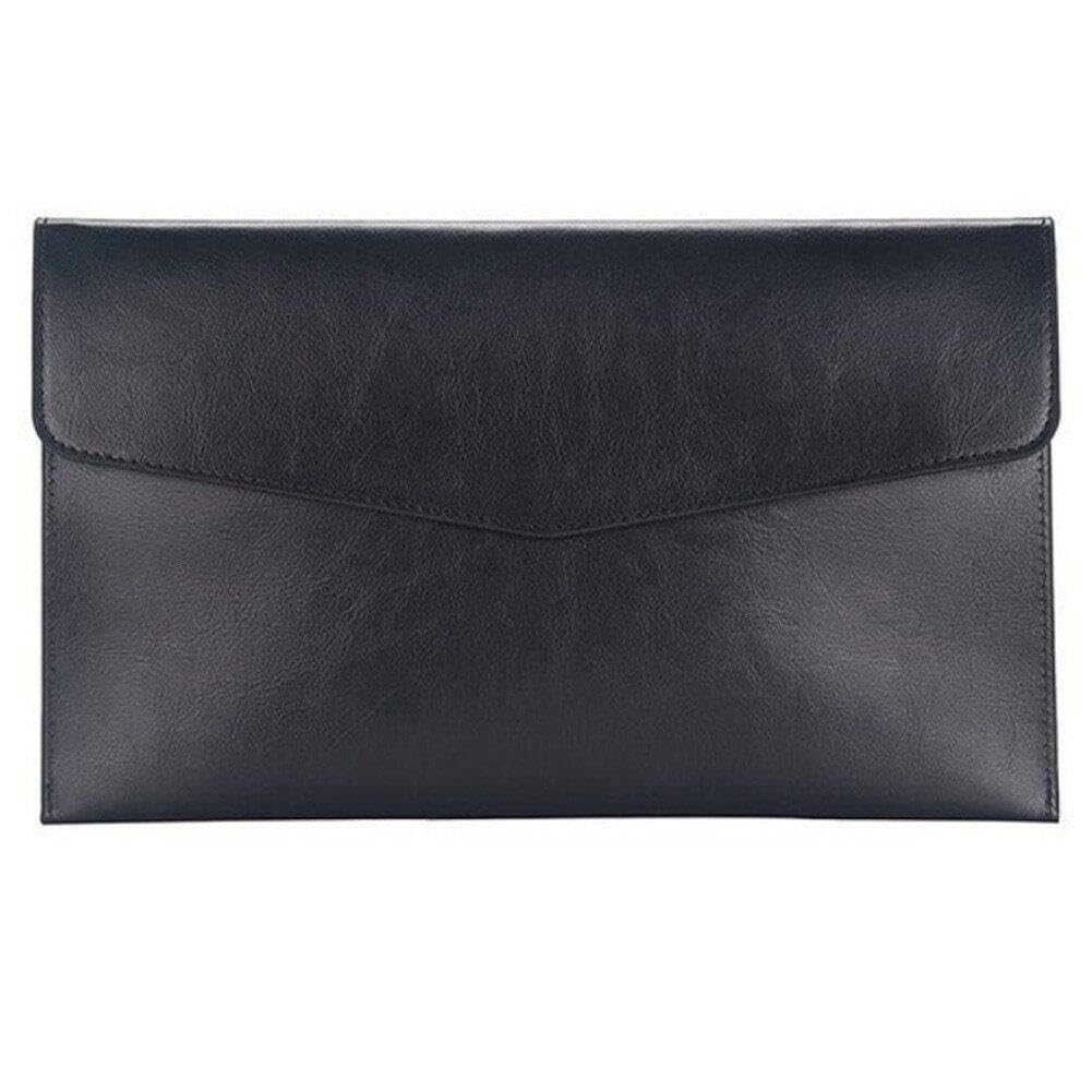 Danlai Black A5 Leather File Folder Data Package Document Bag Fashion Briefcase Contract Bill Envelope File Bag School Office Supplies