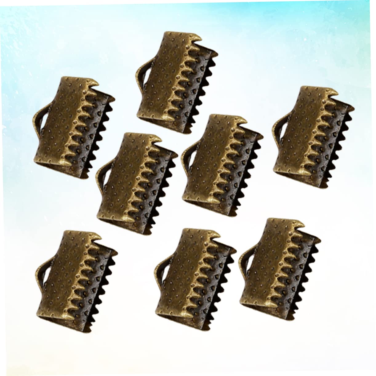 ULDIGI 100pcs Metal Fastener Clasps Plated Ribbon Ends Textured Crimp End Clamps Cord Buckles Zipper Clips Essential DIY Jewelry Supplies