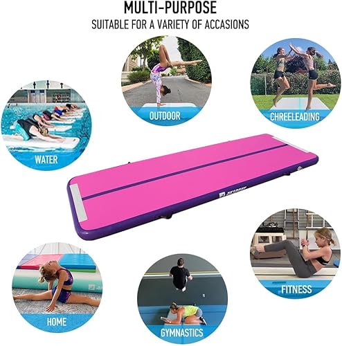 Miniatura 4 de Aksport Colchoneta inflable de gimnasia, con bomba de aire, para uso doméstico, gimnasio, entrenamiento, animadoras, parkour, playa, parque, agua