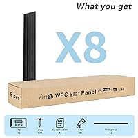 Vista 3 de Art3d WPC - Paneles de pared con listones, paquete de 8 unidades de 108 x 6 pulgadas, detalles de pared 3D para decoración de pared interior, sala