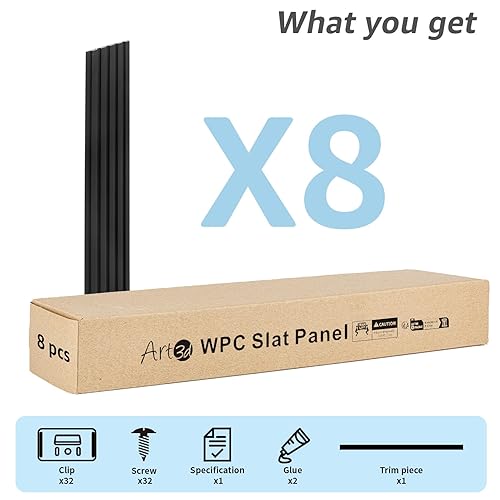 Miniatura 3 de Art3d WPC - Paneles de pared con listones, paquete de 8 unidades de 108 x 6 pulgadas, detalles de pared 3D para decoración de pared interior, sala