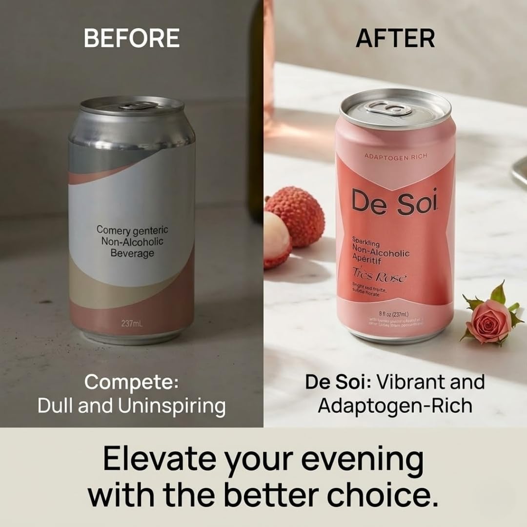 De Soi Na Mocktails Tres Rose 8 FO – Adaptogen – Non-alcoholic for Relaxing Evenings – De Soi Alternative to Hiyo Recess Trip and Moment – Pack of 12