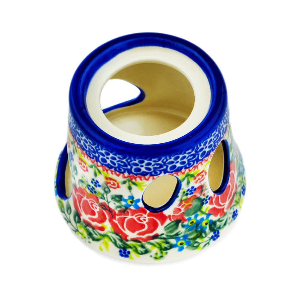 Authentic Polish Pottery Heater in Retro Rose Design Handmade in Boles?awiec Poland + Certificate of Authenticity