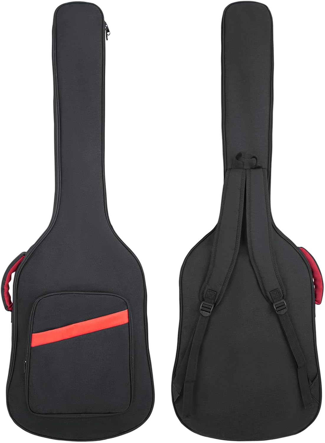 Bass Guitar Bag 7mm Padding Electric Bass Case, Gig Bag Backpack with Neck Strap and Pockets, Black