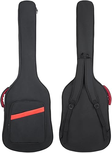 Miniatura 7 de Muscab Bolsa de guitarra para bajo de 0.276 in, acolchado para bajo eléctrico, mochila con correa para el cuello y bolsillos, color negro