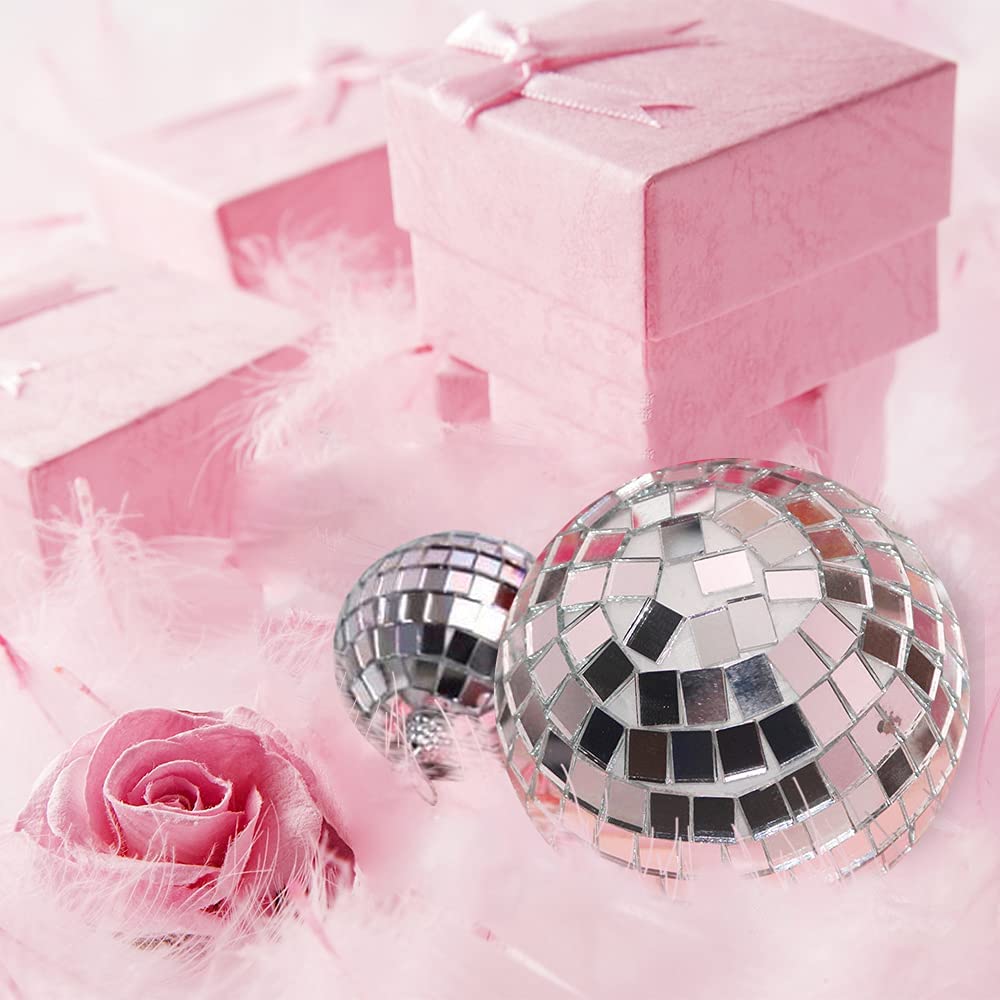 2 Stück Jumbo-Glas-Discokugeln, 40,6 und 30,5 cm, Spiegel, Discokugel, groß, silberfarben, hängende Discokugel, Beleuchtung, Discokugel, Partyzubehör für DJ, Tanz, Musik, Club, Bühne, Party-Dekoration