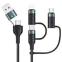 Vista 8 de PD 60W USB C Cable de carga rápida multifuncional trenzado de nailon 5-en-1 adaptador de carga rápida 3A USB/C a tipo C/Micro/teléfono compatible
